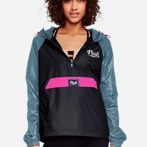 Victoria's Secret Pink Black & Blue Anorak Windbreaker  Sz XS